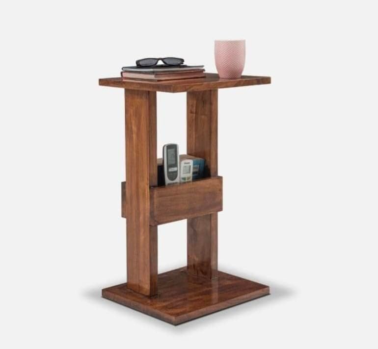 IThree Solid sheesham Sofa Chair Arm Rest Tray Table Stand BrownWood - Image 3