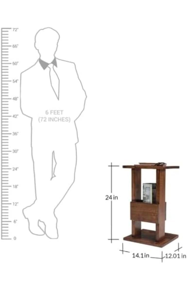 IThree Solid sheesham Sofa Chair Arm Rest Tray Table Stand BrownWood - Image 2
