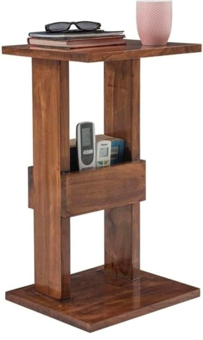 IThree Solid sheesham Sofa Chair Arm Rest Tray Table Stand BrownWood - Image 5