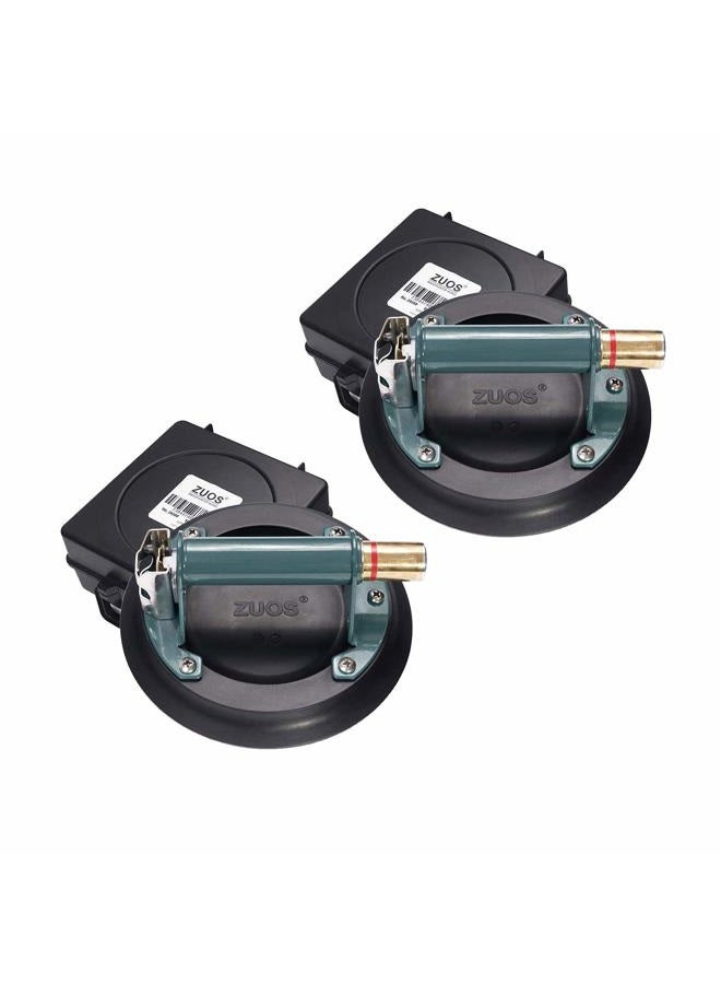 ZUOS 8" Glass Suction Cup for Granite & Glass Lifting, Vacuum Glass Lifter with Metal Handle and Brass Pump,220lbs Load Capacity (2 PCS) - Image 1