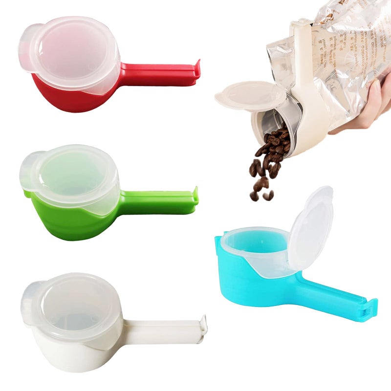 4pcs Bag Clips with Pour Spouts  Food Chip Snack Bag Sealing Clips for Organizing and Storing Food