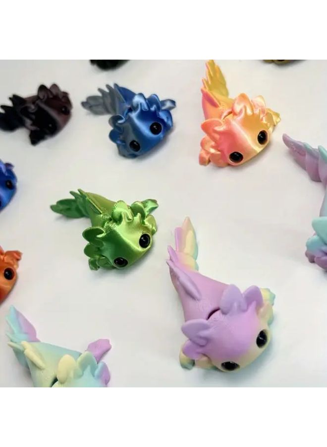 Red And Blue 3D Printed Axolotl Figurine Articulated Desktop Ornament - Image 1