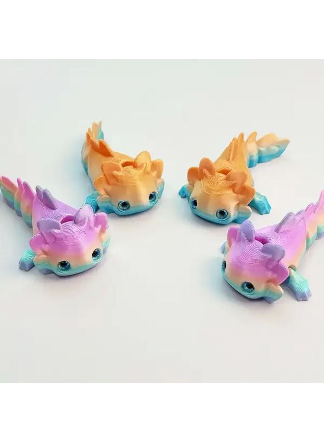 Red And Blue 3D Printed Axolotl Figurine Articulated Desktop Ornament - Image 5