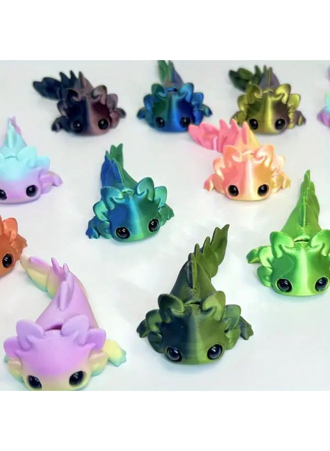 Red And Blue 3D Printed Axolotl Figurine Articulated Desktop Ornament - Image 4