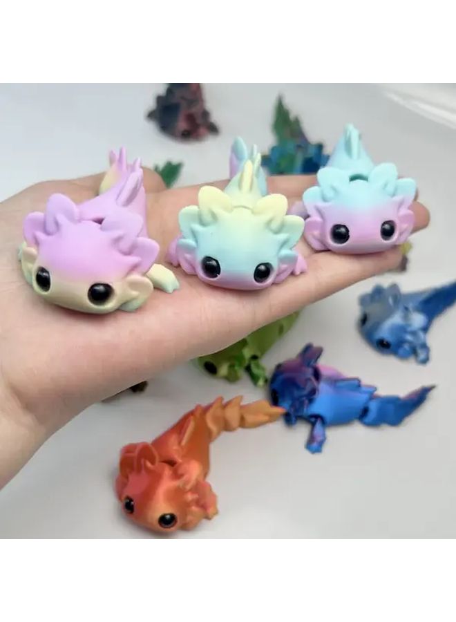 Red And Blue 3D Printed Axolotl Figurine Articulated Desktop Ornament - Image 3
