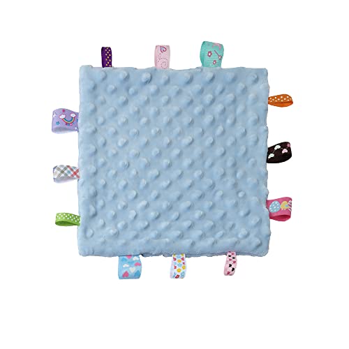 CREVENT Cozy Plush Baby Security Blanket Loveys for Baby Boys, Minky Dot Front + Sherpa Backing with Animal Face (Blue Dinosaur + Tag) - Image 4