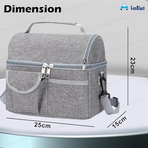 FunBlast Lunch Bag – Multi-Purpose Insulated Travel Lunch Bag for Office, Lunch Box Carrying Bag for Women/Men/Tiffin/Storage Bag for Lunch Box, Tiffin Bag (Grey-) - Image 2
