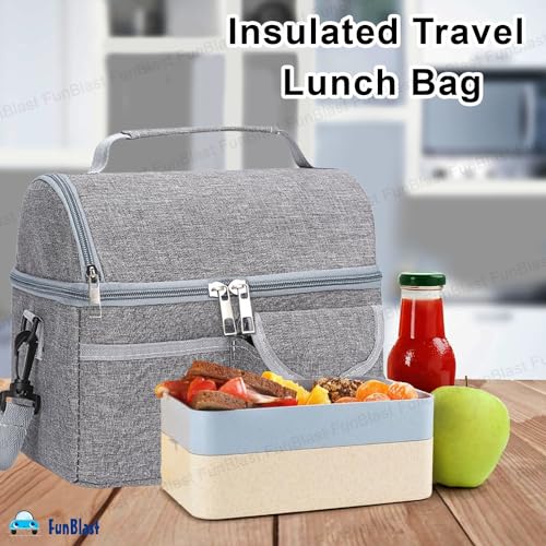 FunBlast Lunch Bag – Multi-Purpose Insulated Travel Lunch Bag for Office, Lunch Box Carrying Bag for Women/Men/Tiffin/Storage Bag for Lunch Box, Tiffin Bag (Grey-) - Image 5