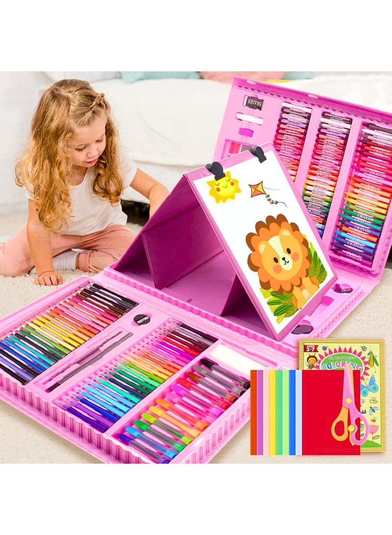 LIMOS 208 PCS Art Supplies, Drawing Art Kit for Kids Girls Boys Teens Artist, Art Set Case with Trifold Easel, Includes Oil Pastels, Crayons, Colored Pencils, Coloring Book, Scissors, Origami Paper 40 Sheets - Image 1