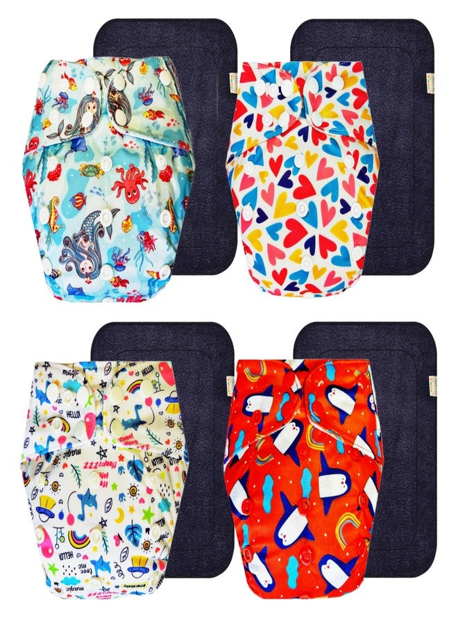 حفاضات دمبلدو القماشية الممتازة مع حشوة رمادية (عبوة من 4 قطع) | ملائمة تمامًا | قابلة لإعادة الاستخدام والغسل | مناسبة للسفر | مصممة من قبل أمهات | من 3 أشهر إلى 3 سنوات | للجنسين - Image 1