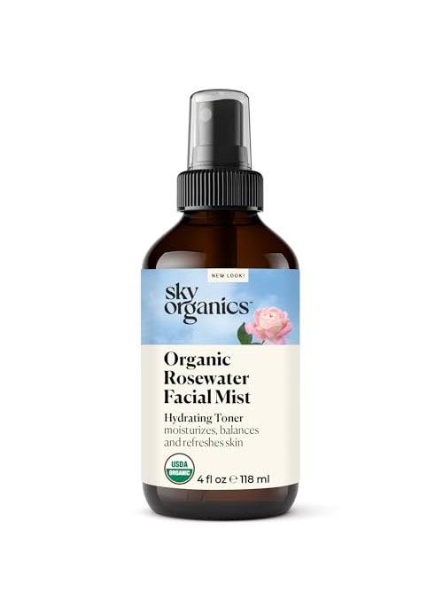 Sky Organics Sky Organics Organic Rosewater Facial Mist for Face, 100% Pure & Steam-Distilled USDA Certified to Hydrate, Balance & Refresh, 4 fl. Oz 