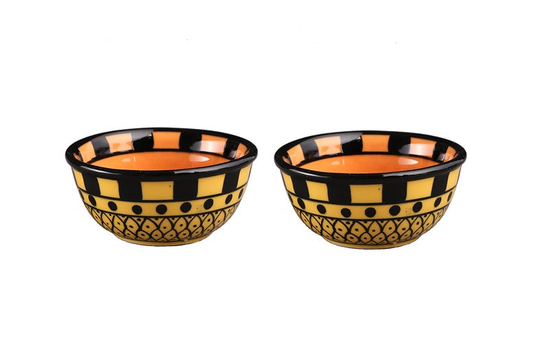 Caffeine Ceramic Handmade Orange Glossy Color Bowl (Set of 4) - Image 2