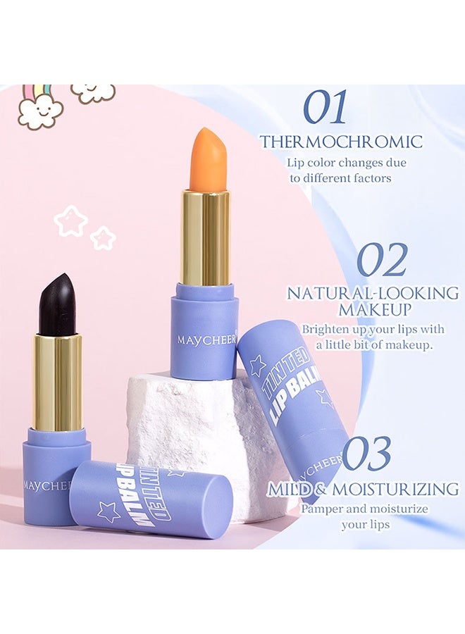 MAYCHEER Tinted Lip Balm, Long Lasting PH Color Changing Black & Orange Tinted Lip Balm, 24 Hour Waterproof Magic Lipstick for Women Girls,#03 - Image 5