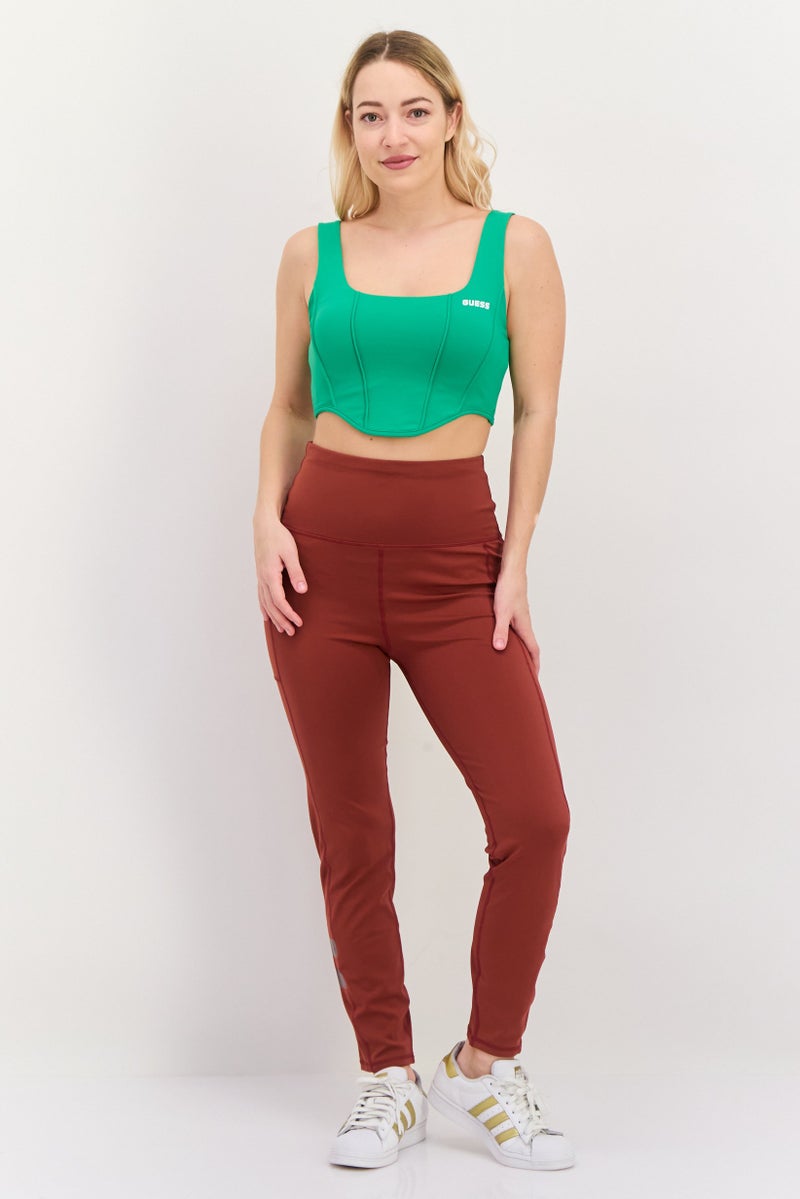 GUESS Women Brand Logo Padded Sports Bra, Green  - Image 4