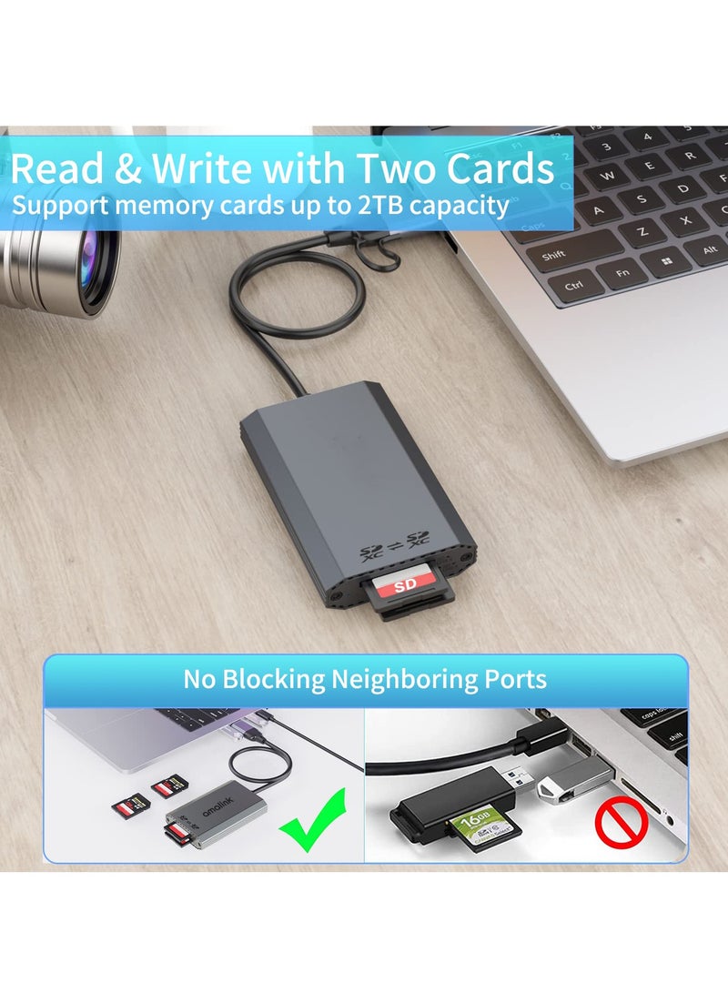 SYOSI SD UHS-II Dual-Slot Card Reader Dual Slot USB C SD 4.0 Memory Card Reader Adapter, USB 3.2 Gen 1 Workflow Dual-Slot SDHC SDXC - Image 5