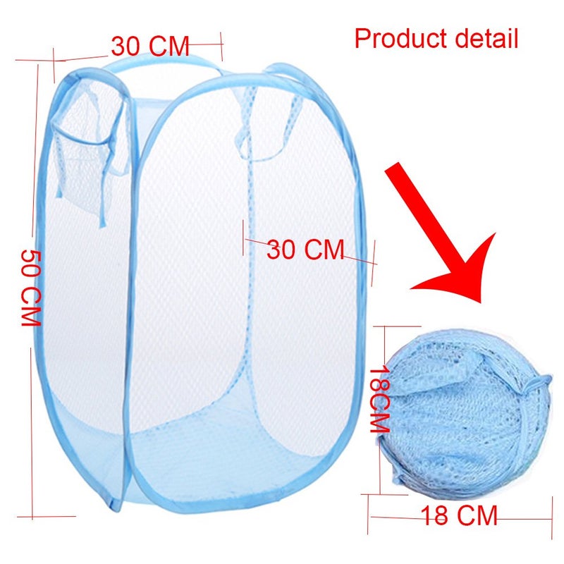 RZJZGZ Foldable Pop-Up Mesh Laundry Hamper with Side Pocket Clothes Laundry Basket Storage Bag with Carry Handles for Dirty Clothes (2 Pack) - Image 2