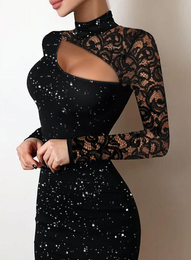 general Lace Openwork Glittering Highlight Knitted Dress - Image 1
