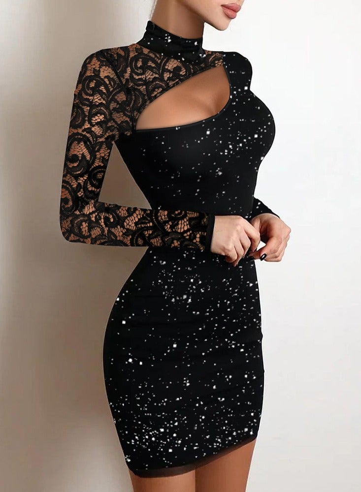 general Lace Openwork Glittering Highlight Knitted Dress - Image 2