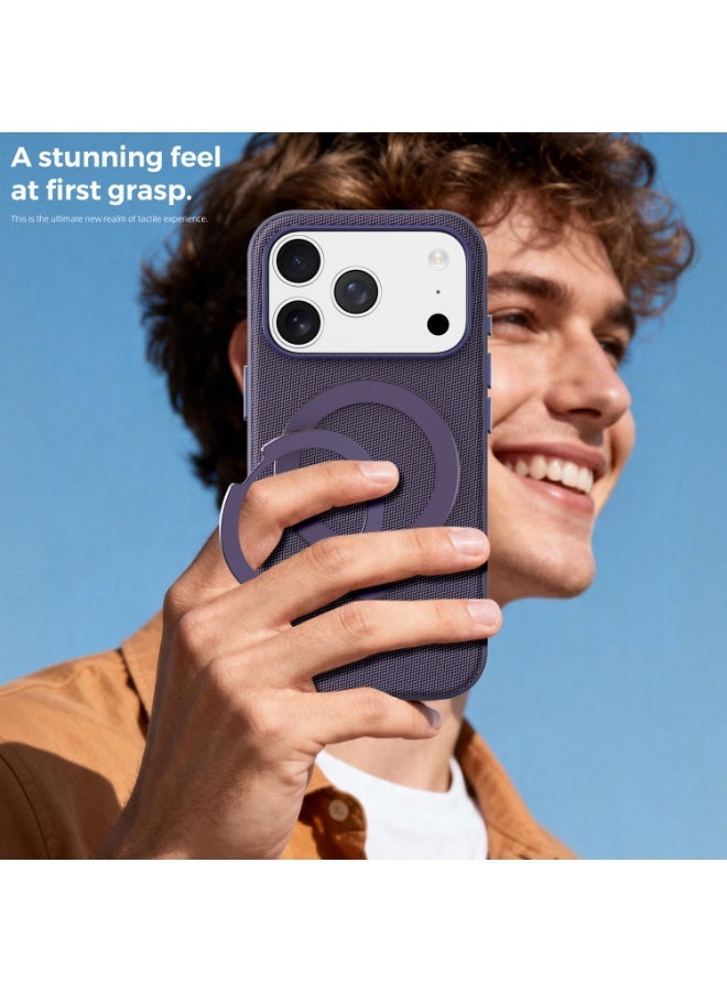 Tech Fabric 360° Rotating Ring Stand Magnetic Phone Case for iPhone 17 Pro Max / 17 Pro, Woven Drop-Proof Protective Cover - Image 2