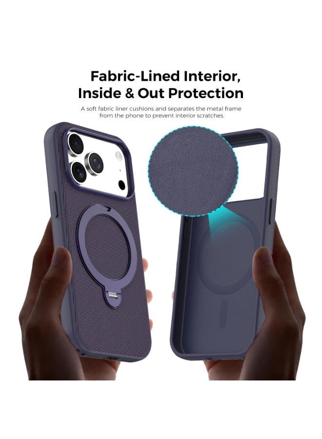 Tech Fabric 360° Rotating Ring Stand Magnetic Phone Case for iPhone 17 Pro Max / 17 Pro, Woven Drop-Proof Protective Cover - Image 3