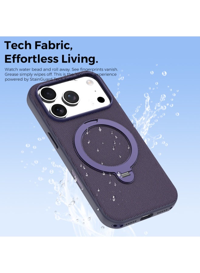 Tech Fabric 360° Rotating Ring Stand Magnetic Phone Case for iPhone 17 Pro Max / 17 Pro, Woven Drop-Proof Protective Cover - Image 4