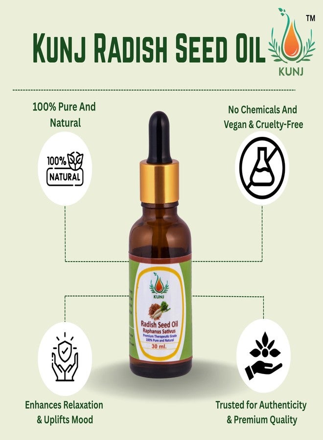 KUNJ Radish Seed Oil (Raphanus sativus) 30ML - 100% Pure & Natural, Undiluted, Steam Distilled - Premium Therapeutic Grade Carrier Oil for Skin Care, Hair Growth, Scalp Nourishment & Shine - Image 2