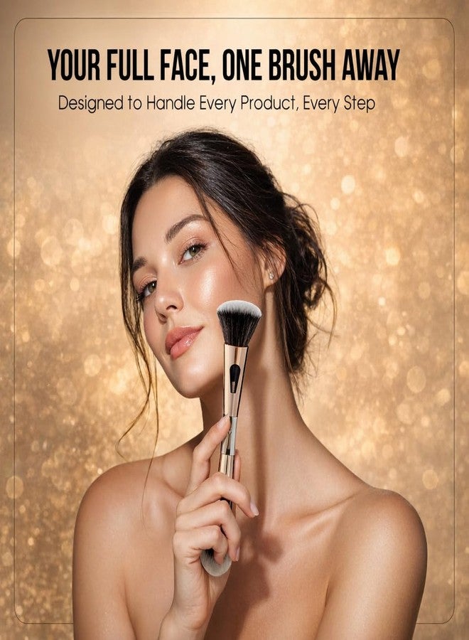 Nibbler 4 in 1 Multifunctional Makeup Brush Set with Foundation Brush, Powder Brush, Eyeshadow Blending Brush & Flat Brush | Feathery Soft Bristles Makeup Brushes for Women - Image 3