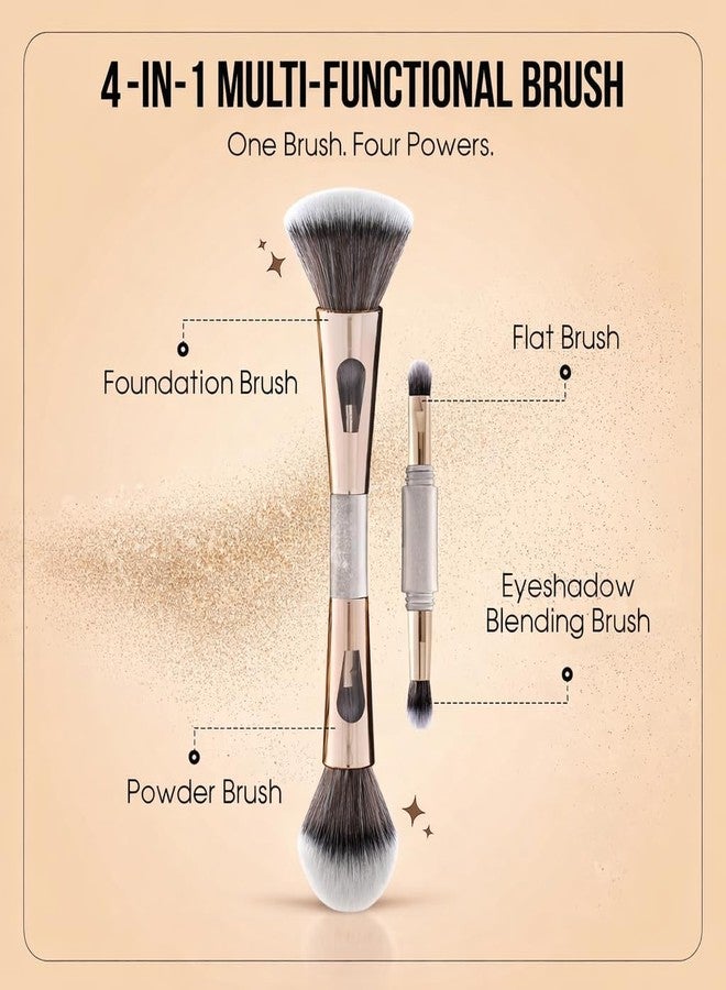 Nibbler 4 in 1 Multifunctional Makeup Brush Set with Foundation Brush, Powder Brush, Eyeshadow Blending Brush & Flat Brush | Feathery Soft Bristles Makeup Brushes for Women - Image 2