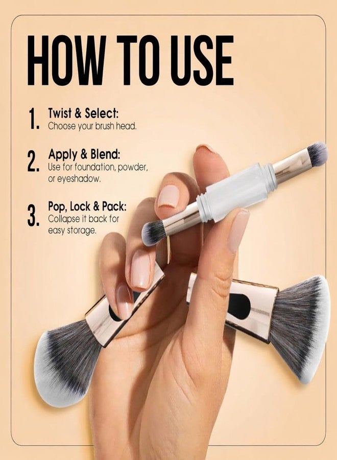 Nibbler 4 in 1 Multifunctional Makeup Brush Set with Foundation Brush, Powder Brush, Eyeshadow Blending Brush & Flat Brush | Feathery Soft Bristles Makeup Brushes for Women - Image 4