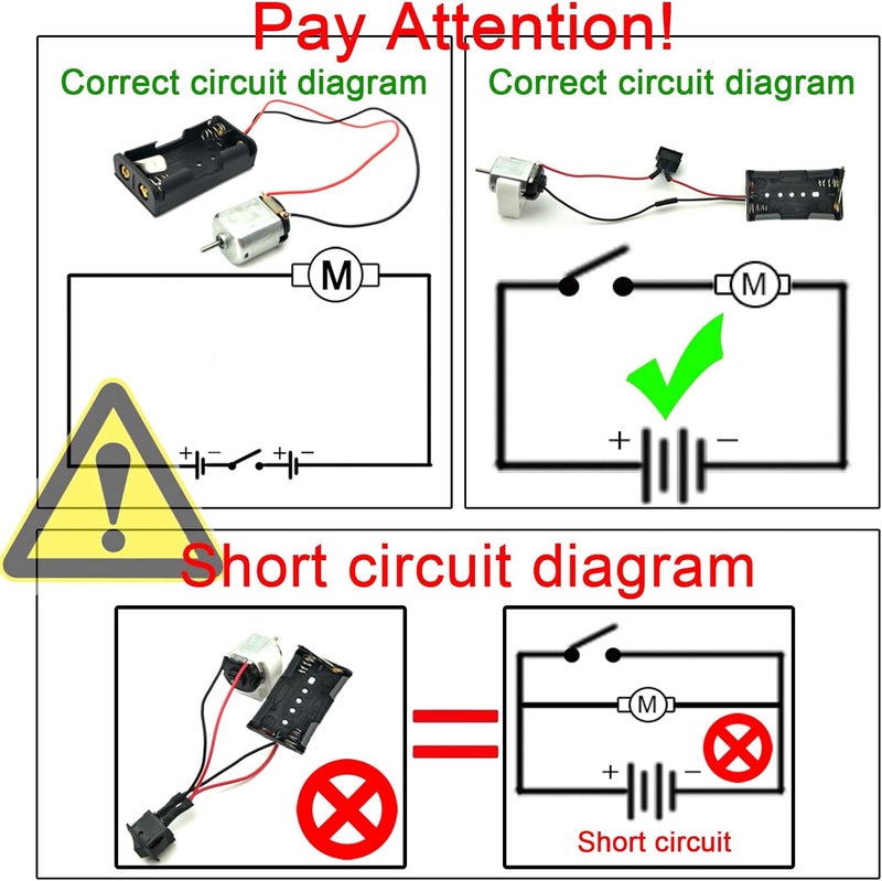EUDAX 6 set Rectangular Mini Electric 1.5-3V 24000RPM DC Motor with 84 Pcs Plastic Gears,Electronic wire, 2 x AA Battery Holder,Boat Rocker Switch,Shaft Propeller for DIY Science Projects - Image 2