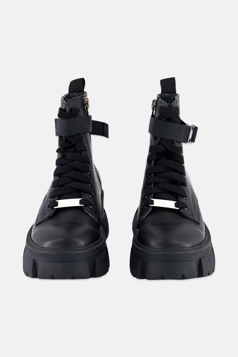 STEVE MADDEN حذاء أنكل بوت نسائي تانكر-إل مزود بأربطة، أسود - Image 3