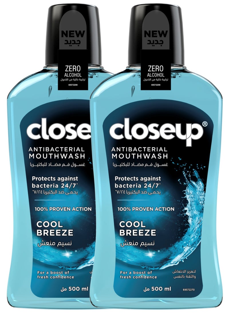 Closeup Antibacterial Mouthwash Cool Breeze 2 x 500ml - Image 1