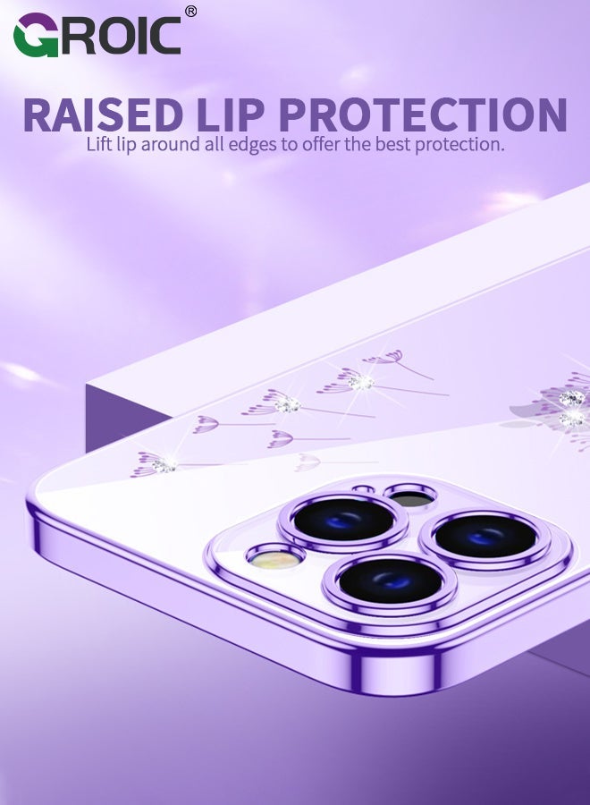 GROIC Designed for iPhone 15 Pro Case, Clear with Floral Pattern Design, Shockproof Protective Cover,Plated Dandelion Phone Shell 6.1 Inch - Image 5