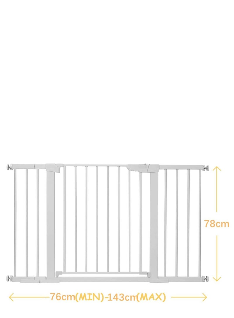 Auto Close Safety Baby Gate – Extra Wide (Up to 143cm) with Extension Kit, Adjustable Dog Gate for Stairs & Doorways – Pressure-Mounted Child Safety Gate, No Drilling Required  - Image 2