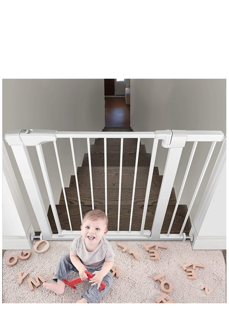 Auto Close Safety Baby Gate – Extra Wide (Up to 143cm) with Extension Kit, Adjustable Dog Gate for Stairs & Doorways – Pressure-Mounted Child Safety Gate, No Drilling Required  - Image 4