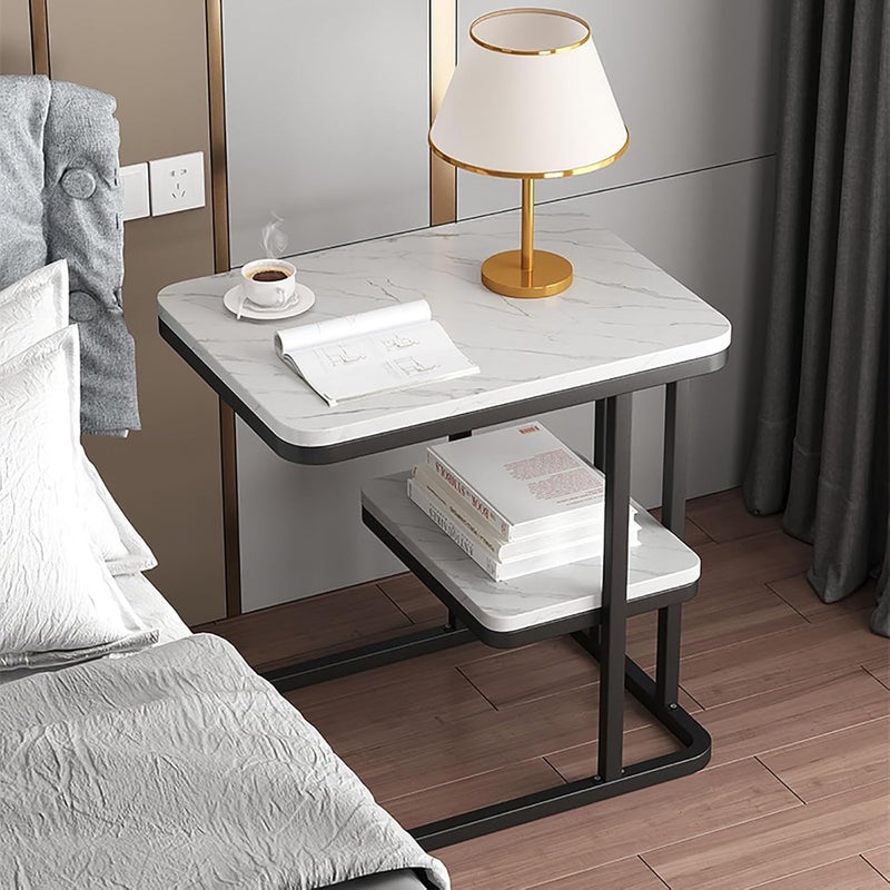 BLURISM Side Table for Small Spaces 2 Tier End Table with Metal Tabletop Tray Storage Shelf Small Narrow Thin End Table Bedside TableNightstand for HallwayLiving Room Bedroom Office - Image 3