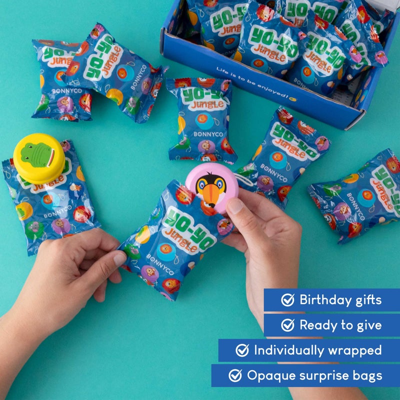BONNYCO Yo Yo for Kids Pack 16 Jungle Animals Kids Party Favors. Wooden Yoyo Bulk, Safari Goodie Bags Stuffers 3-5 4-8. Goody Bag Stuffers Pinata, Return Gifts for Birthday Party. Classroom Prizes - Image 2