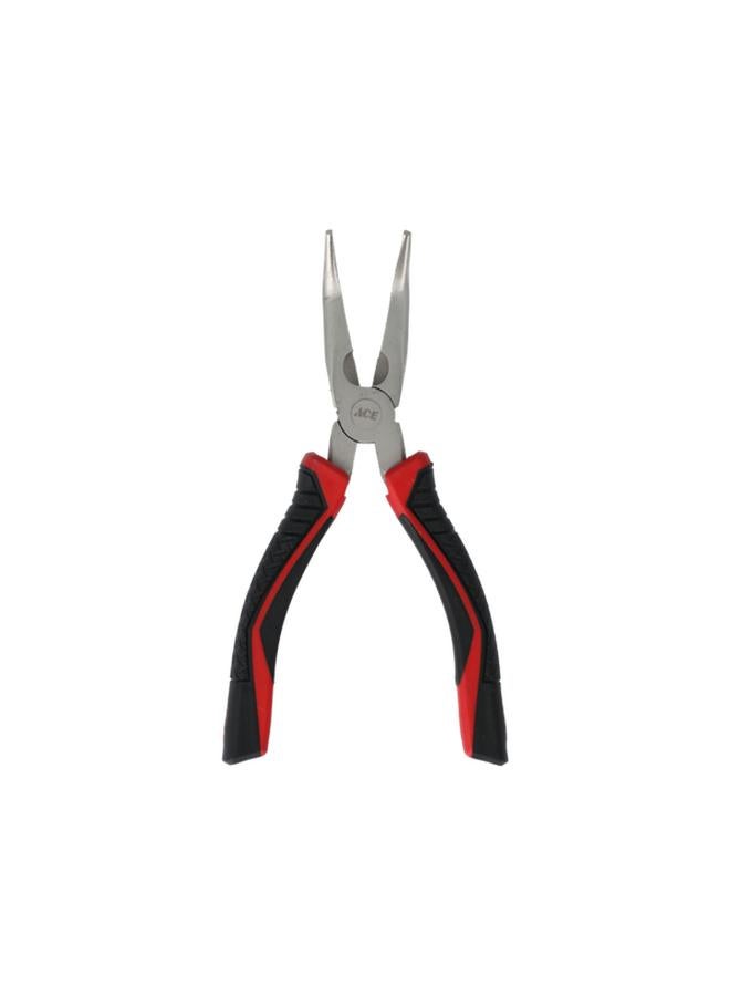 ACE Chrome Vanadium Steel Cushioned TPR Grip Bent Nose Plier Black and Red 8inch XM18010353 - Image 2