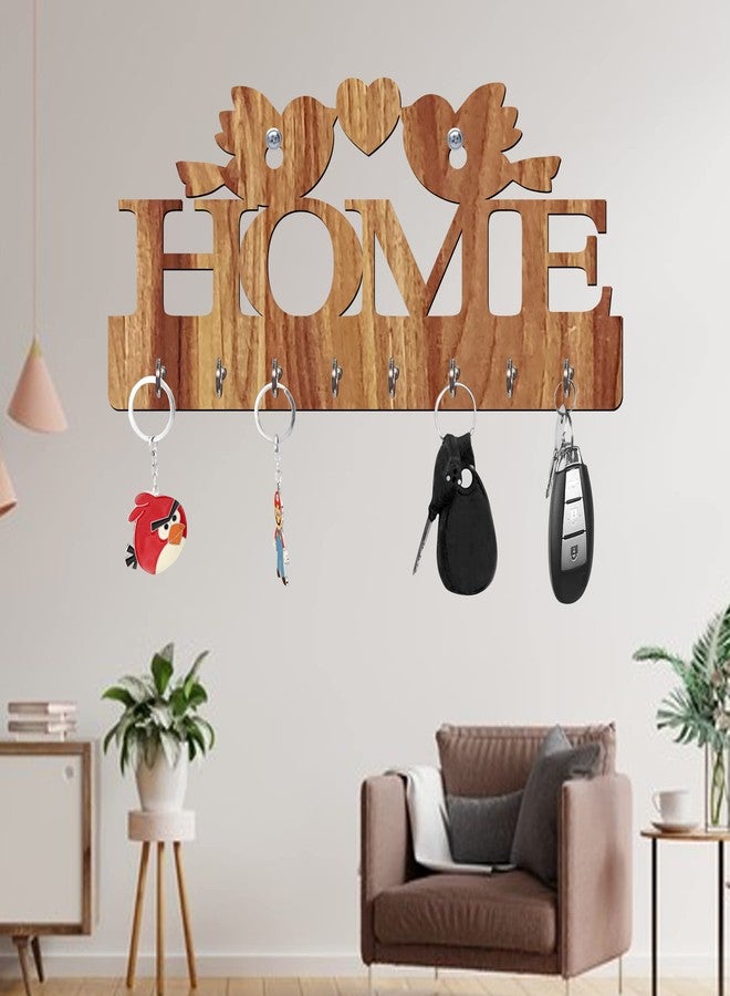 Freny Exim Home with Bird Wooden Key Holder with Face Mask Hanging with 8 Hook - Beige 023 - Image 2