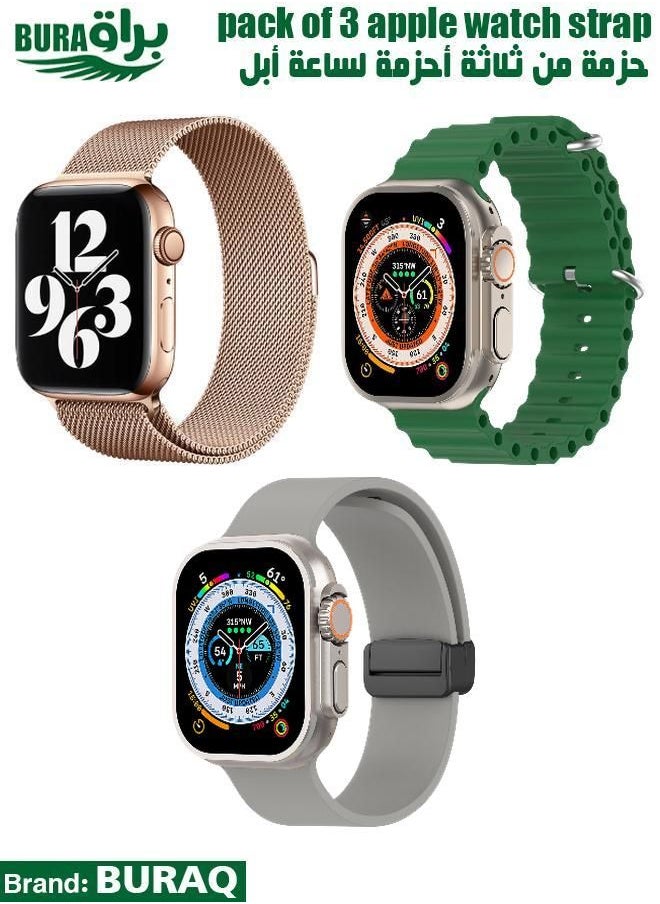 BURAQ - Apple Watch Band Strap For Apple Watch Ultra 2/Ultra 49mm, Series 10 46mm, 9/8/7 45mm, SE2/SE/6/5/4 44mm, 3/2/1 42mm - Image 1