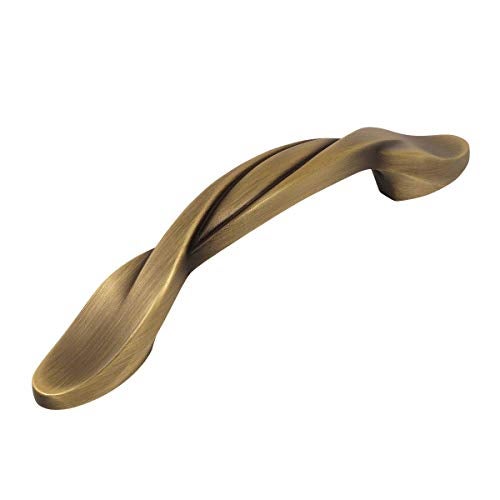 Cosmas 10 Pack - Cosmas 9009BAB Brushed Antique Brass Twist Cabinet Hardware Handle Pull - 3" Inch (76mm) Hole Centers - Image 2