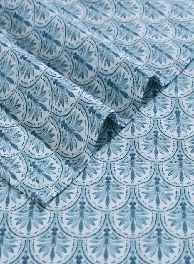 Tommy Bahama - King Sheet Set, Super Soft Cotton Percale Bedding with Matching Shams, Tropical Bedding Set, Oeko-Tex Certified (Coastal Batik Blue, King) - Image 3