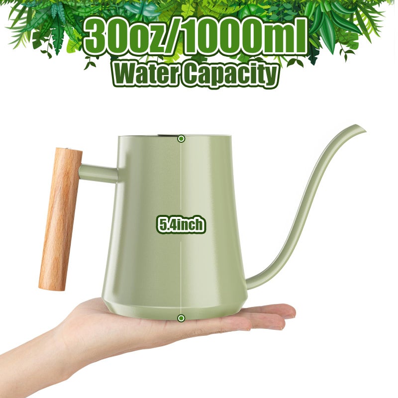 Green Moon Watering Can Indoor Plants 35oz Sage Green Water Can Indoor Metal Small Water Can Pot with Long Spout for House Bonsai Plants Garden Flower Decorative - Image 2