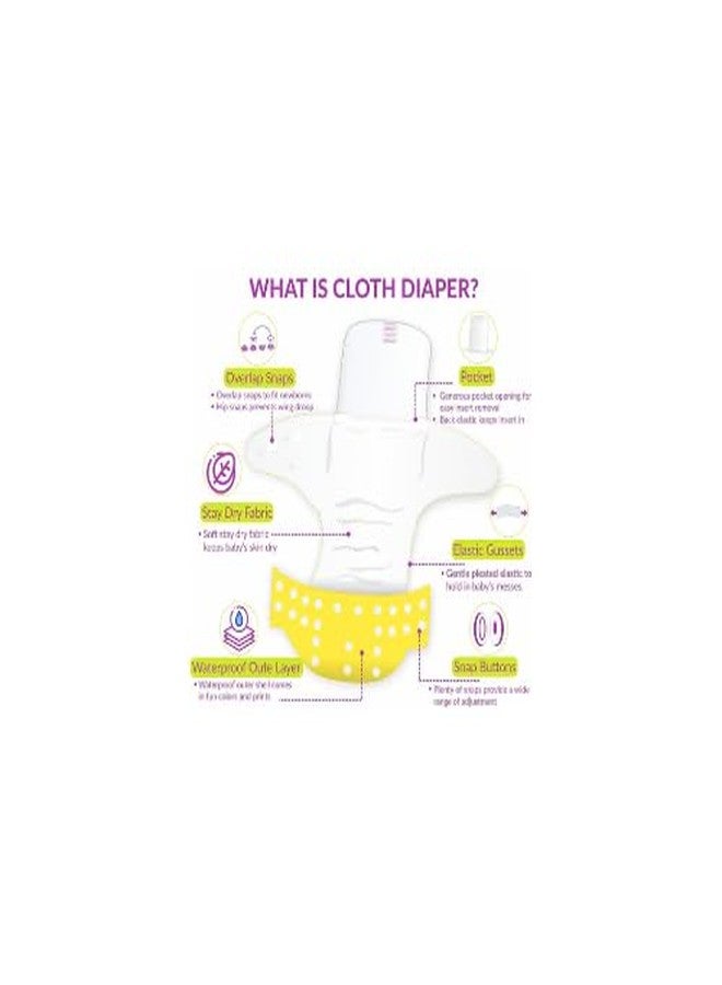 Laee cute Baby Cloth Diapers 0 To 3 Years | Side Leakage Proof Washable Reusable Diaper For New Born Baby (Pack Of 3-No Inserts Included) (green+purple) - Image 4