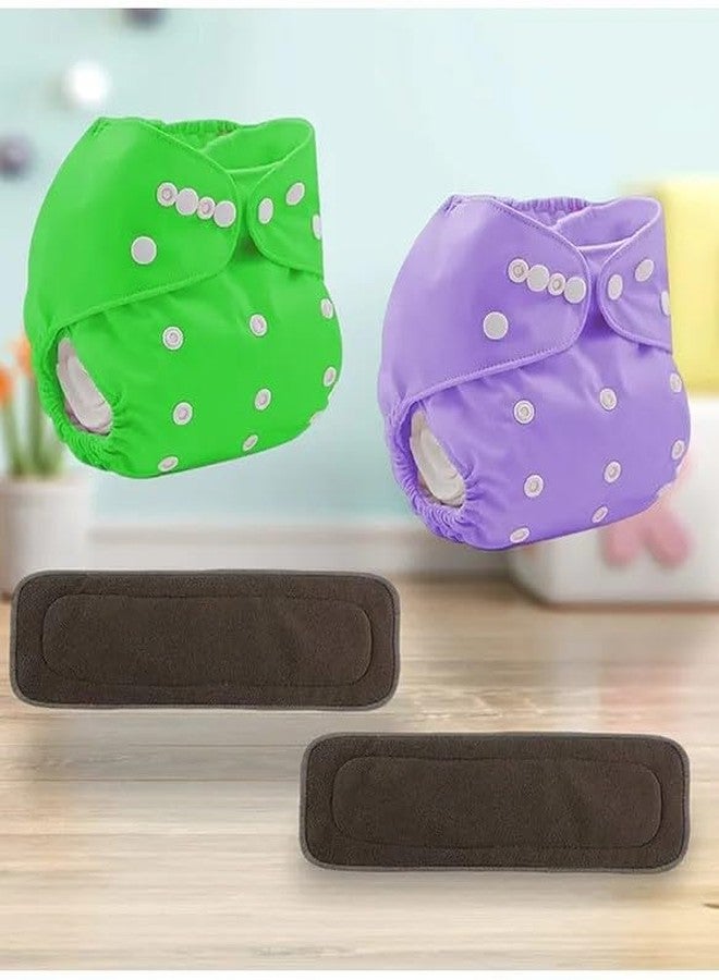 Laee cute Baby Cloth Diapers 0 To 3 Years | Side Leakage Proof Washable Reusable Diaper For New Born Baby (Pack Of 3-No Inserts Included) (green+purple) - Image 1