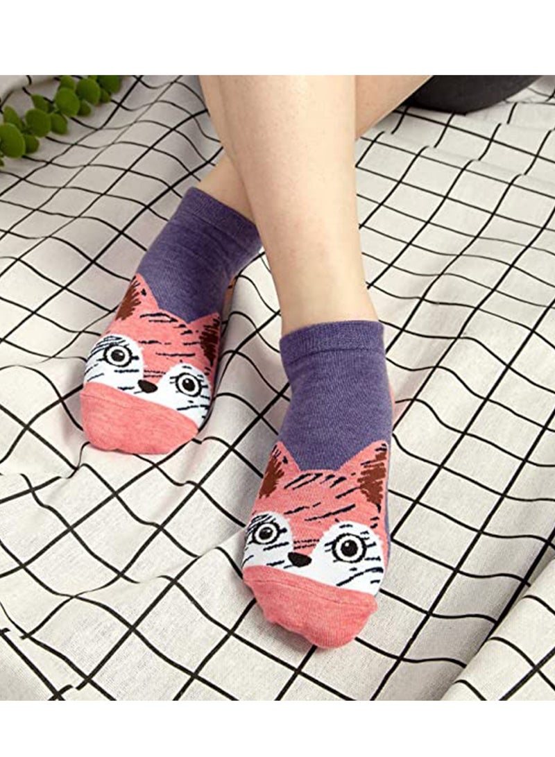 SYOSI 5 Pairs Cute Cotton Socks Short Funny Animal Design Low Socks for Girl Boy Women and Man  - Image 3