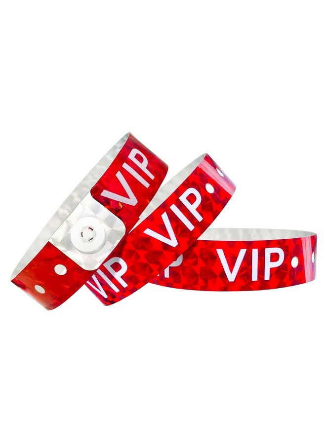 OUCHAN Holographic Vip Plastic Party Wristbands Red 500 Pack Vinyl Wristbands For Events Club Music Meeting - Image 1