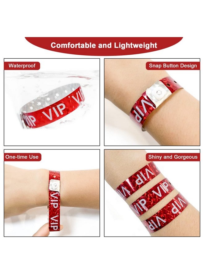 OUCHAN Holographic Vip Plastic Party Wristbands Red 500 Pack Vinyl Wristbands For Events Club Music Meeting - Image 2
