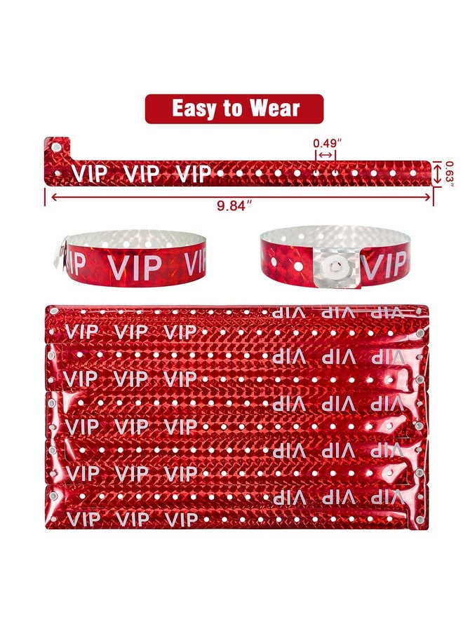 OUCHAN Holographic Vip Plastic Party Wristbands Red 500 Pack Vinyl Wristbands For Events Club Music Meeting - Image 3