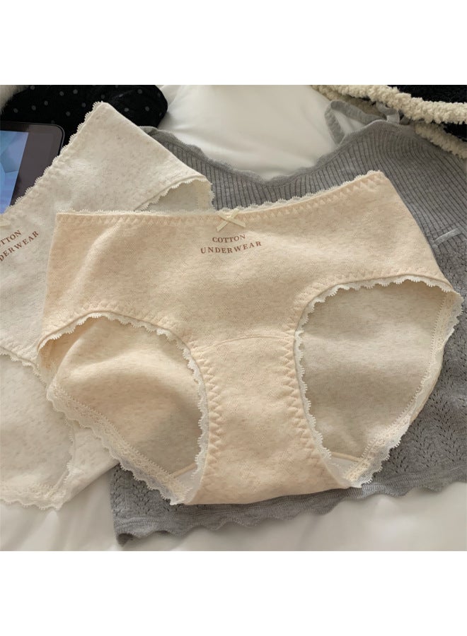 10a Antibacterial French Style Raw Cotton Women's Cotton Underwear Women's Mid-waist Cotton Long Crotch Plus Size Class A Baby Cotton For Girls